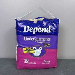 Vintage 1993 Depend Undergarments EasyFit Straps Hips Up to 65 Inches 28 Count